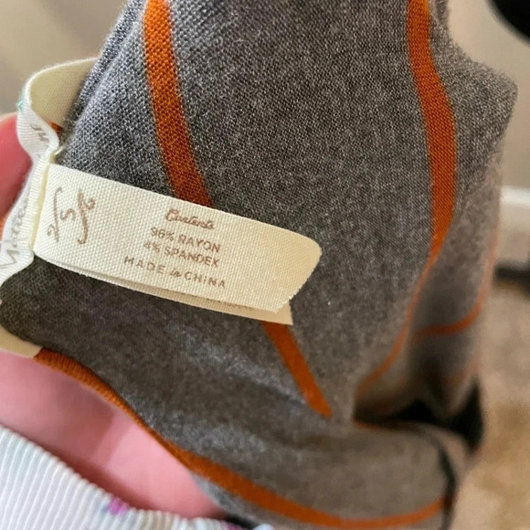 Matilda Jane Gray and Orange Striped V Neck Long Sleeve Tunic Top - Picture 8 of 10